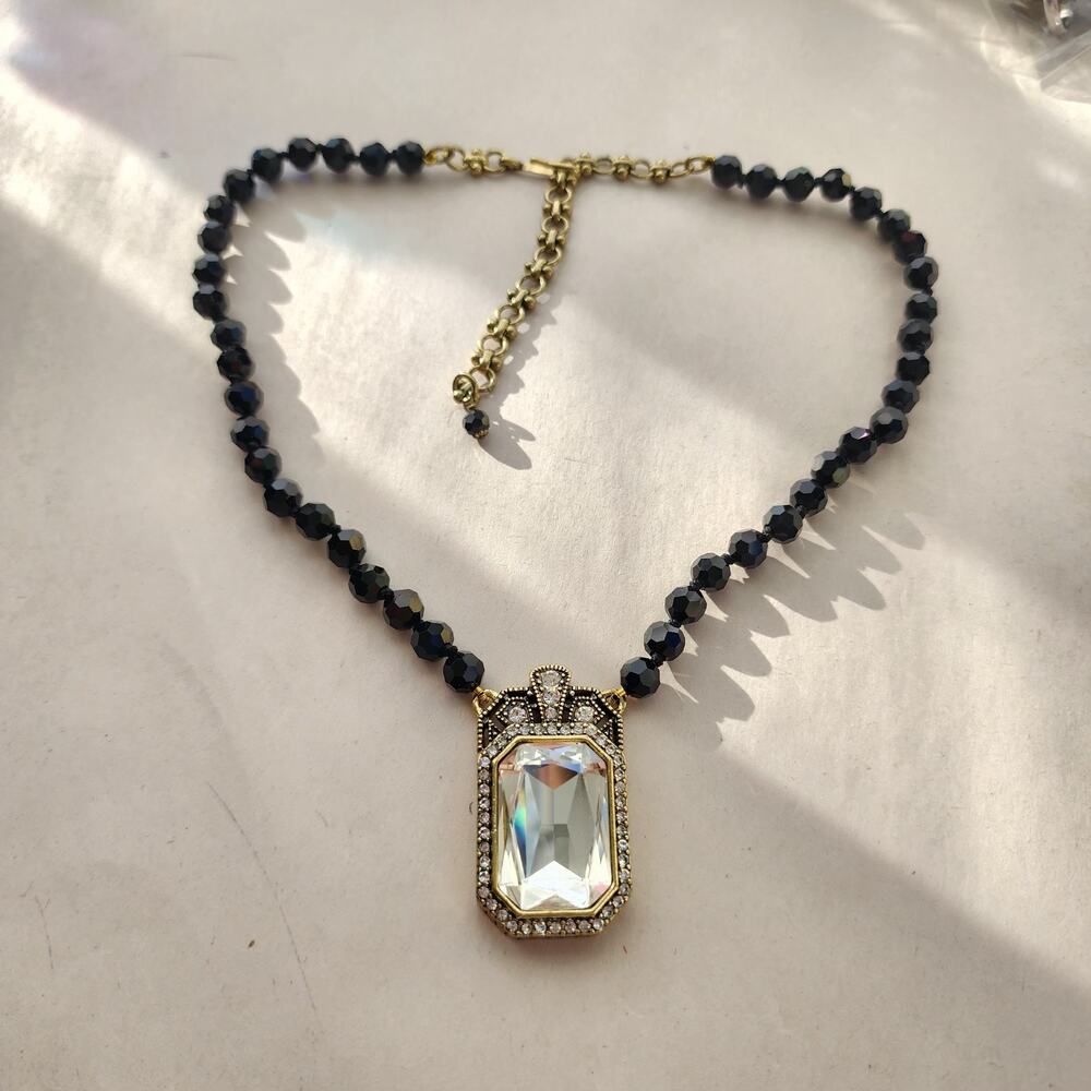 Heidi Daus Necklace Swarovski Crystal Black White New Statement Royal - Picture 3 of 9